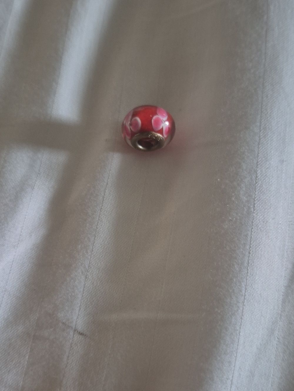 Murano Pink Floral Glass Bead Bracelet Charm